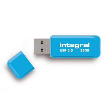 Integral Pen Drive Memoria USB 3.0 ultrarrápida de 32 GB Azul neón
