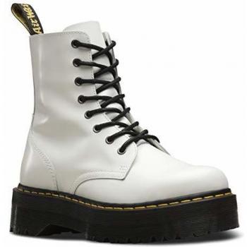 Dr. Martens Jadon White Polished Smooth Platform Boots