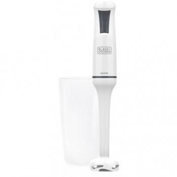 Batidora de Mano Black & Decker BXHB600E 600W, Diseño Compacto y Ergonómico, Pie Desmontable, Antisalpicaduras, Incluye Vaso Medidor, Color Blanco