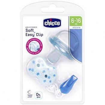 Chicco Pack Chupete Physio Soft Silicona 6-16M Con Clip Easy Azul 1 Unidad 200 g