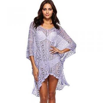 UMIPUBO Mujer Ropa de Baño Crochet Vestido de Playa V Cuello Camisolas y Pareos Bikini Cover up