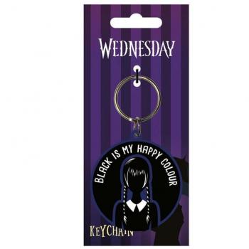 Llavero Pyramid Wednesday Addams Black Is My Happy Color en Caucho