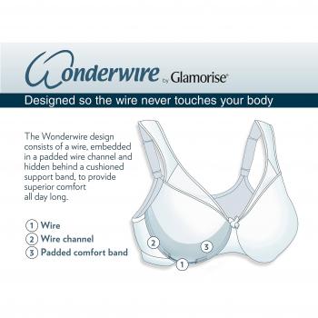 Glamorise Front-Close Wonderwire Bra - Black Underwire Bra for Women 48-DD