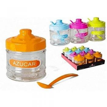 AZUCARERO CRISTAL ALTURA 9cm DIAMETRO 8cm CON CUCHARA SURTIDO