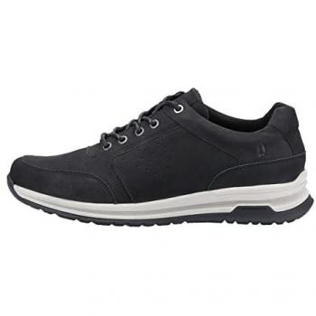 Hush Puppies Joseph Black Nubuck Leather Lace-Up Trainers