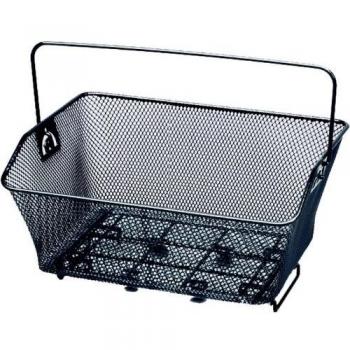 Cesta metálica trasera Hapo-G negra con asa de transporte y fácil instalación