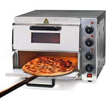 Horno para Pizzas Eléctrico de 2 Niveles con Piedra Refractaria de Cordierita, 3000W, Acero Inoxidable, Temperatura Máxima 350°C