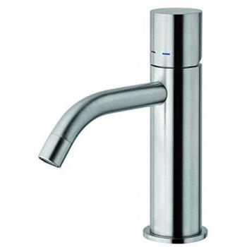 Grifo mezclador de lavabo Paffoni serie Light LIGX071ST - Latón con acabado Steel Looking, sin desagüe, palanca cilíndrica sin perno