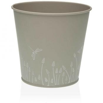 Maceta Redonda Zink Gris Metal de 16x14x16 cm - Elegante y Moderna