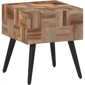 Mesa auxiliar de teca reciclada maciza 40x40x45 cm para salón, consola de entrada y recibidor