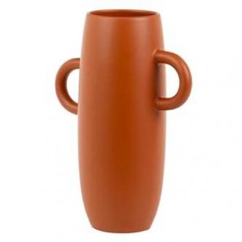 Florero Decorativo de Cerámica con Asas en Terracota Mate 24x11x30 cm
