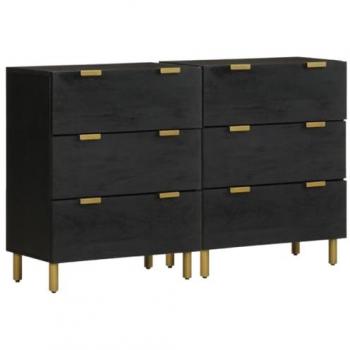 Aparadores 2 uds madera de ingeniería negro 60x33x75 cm Armario de almacenaje Mueble aparador Armario de almacenaje de Cocina Buffet