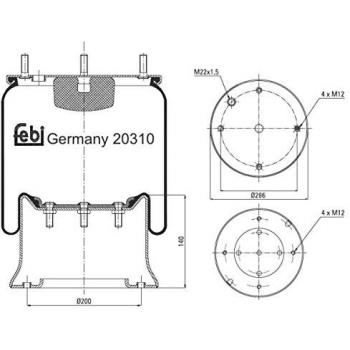 Fuelle de suspensión neumática FEBI BILSTEIN 20310, compatible con vehículos, fabricado en material duradero, diseñado para absorber impactos y mejorar la estabilidad del vehículo