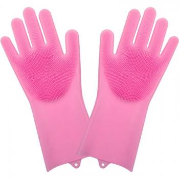 Guantes de limpieza de silicona mágicos para lavavajillas, estropajos domésticos, un par