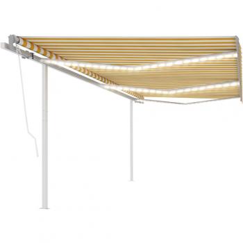 Toldo automático LED sensor de viento amarillo y blanco 6x3 m