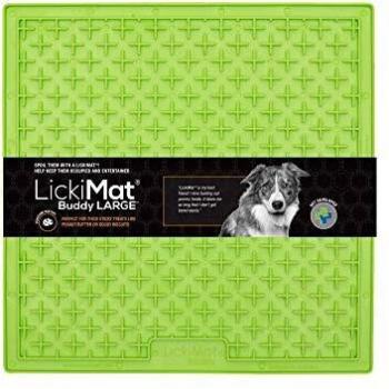 LickiMat Buddy Grande - Alfombrilla Antideslizante de Naturgoma para Perros - Color Verde - 28 cm, Apta para Congelar