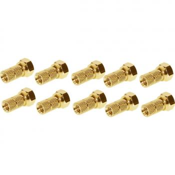Conector F 6.0 chapado en oro con tuerca grande - Paquete de 10 piezas