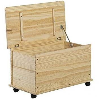 ASTIGARRAGA BR734099 BR734099-Baúl de Madera de Pino con 4 Ruedas 73x39x43,5 cm, 36,200000000000003 x 33 x 70,8 cm