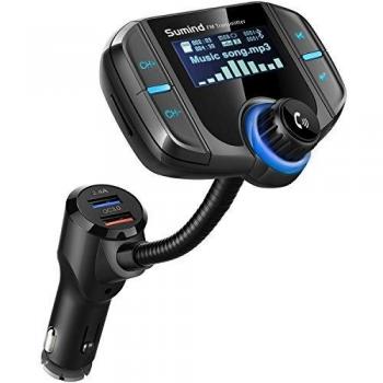 Transmisor FM Bluetooth con 1,7 Pulgadas de Pantalla y Puertos Dual USB