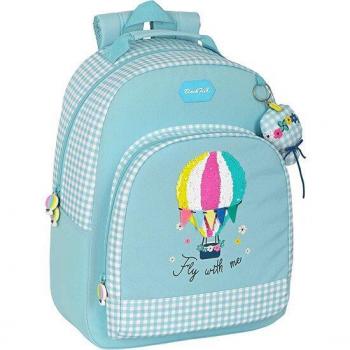 Mochila Escolar Blackfit8 Fly with Me Adaptable a Carro, 42cm, con Hombreras y Espalda Acolchadas, Dos Compartimentos Grandes, Bolsillos Laterales Port
