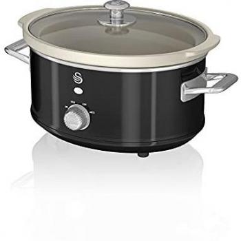 Swan SF17021BN Olla DE COCCION Lenta 3.5 L Color Negro, 200 W, Metal, 26.50 x 33.20 x 22 cm