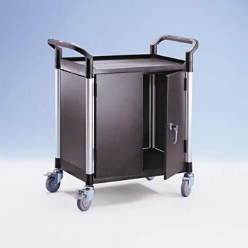 Carro Multiusos Metálico con 2 Laterales y 1 Posterior, Puertas Abatibles, 2 Niveles - Dimensiones: 850 x 480 x 950 mm