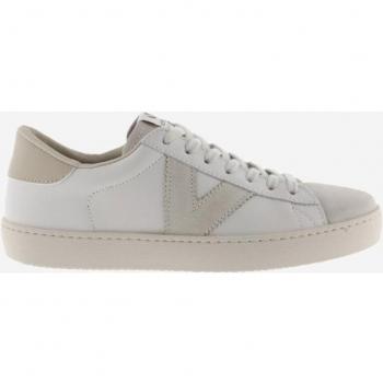 Victoria Berlin - Zapatillas Deportivas Unisex de Piel Blanca con Detalles de Color y Puntera de Serraje