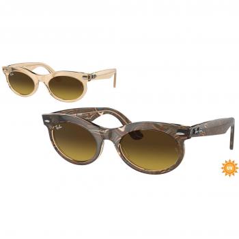 Ray-Ban RB2242F Wayfarer Oval Asian Fit 138685 Men's Brown Sunglasses 53mm