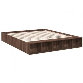 Estructura de cama de madera de ingeniería marrón roble 180x200 cm vidaXL