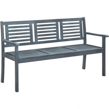 3-Seater Eucalyptus Wood Garden Bench - 59.1 Gray Outdoor Seating