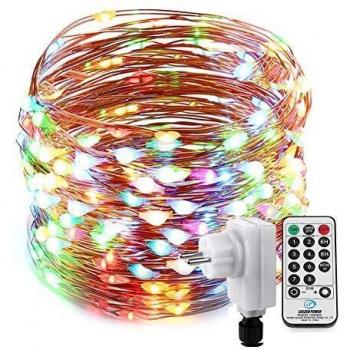 NEXVIN Luces de Navidad, Guirnalda Luces 20M 200 LED, Cadena de Luces Colores con Control Remoto, Luces de Decoración de Alambre de Cobre para Jardín, Casa, Fiesta, Arbol de Navidad