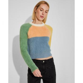 Naëlle - Jersey de mujer efecto pelo con cuello redondo