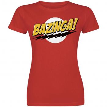 The Big Bang Theory Bazinga Mujer Camiseta Rojo S, 100% algodón, Regular
