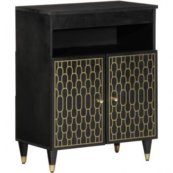 Aparador armario auxiliar 60x33x75 cm madera maciza de mango color negro