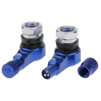 2x Válvula de Neumático Rueda Tapa de Vástago 90 Grados Aluminio Motocicleta Universal - Azul