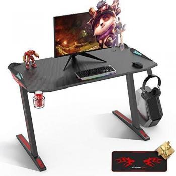 Southern wolf mesa gaming con led escritorio gaming de 47zz con almohadilla de raton de cubierta completa estacion de trabajo para juegos en casa con soporte para tazas y gancho para auriculares