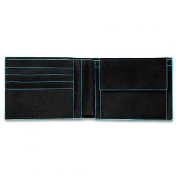 Piquadro Blue Square Leather Wallet for Men, Black, Size: ONE SIZE, Dimensions: 12.5 cm
