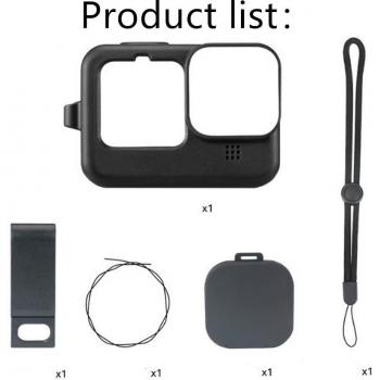 Funda de Silicona Negra para Gopro Hero 10 y 9 con Tapa de Lente y Tapa Lateral de Batería - Kit de Accesorios para Cámara de Acción