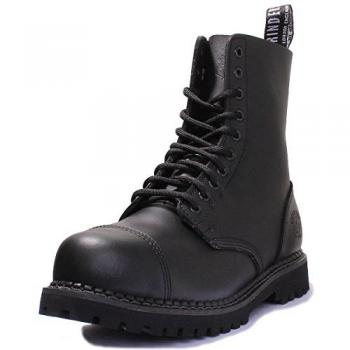 Grinders Stag CS Unisex Black Leather Military Punk Steel Toe Boots
