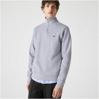 Sudadera de hombre Lacoste en algodón gris con cuello alto y cremallera