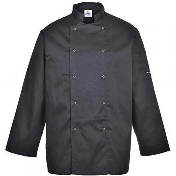 Chaqueta de Chef Suffolk de Manga Larga Negra Portwest M