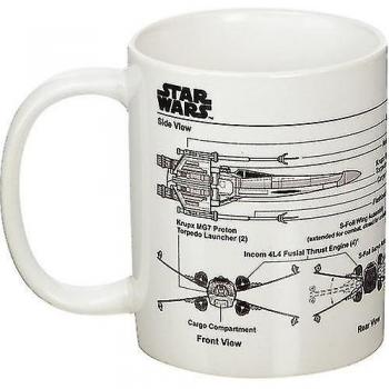 Taza de bosquejo Star Wars X-Wing Fighter Blanco/Negro One Size