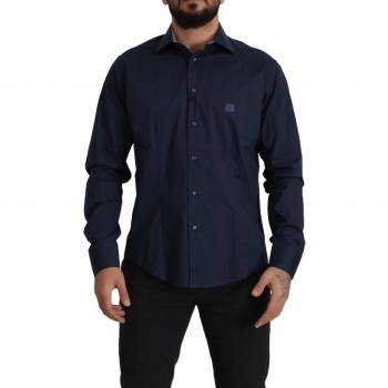 Roberto Cavalli Navy Blue Cotton Dress Formal Shirt - IT43 | XL