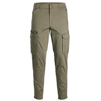 Jack & Jones Men's Olive Green Tapered Fit Cargo Pants