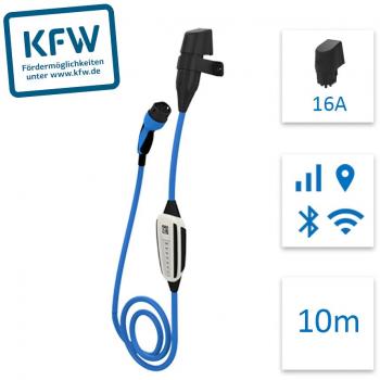 Cargador portátil NRGkick KfW Select Negro, Azul - Carga rápida, compatible con vehículos eléctricos, diseño compacto y ligero, protección contra sobrecalentamiento y cortocircuito