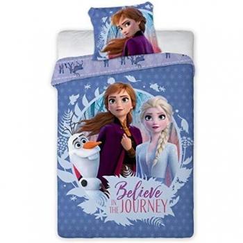 Juego de cama - funda nórdica - Frozen Journey - 100% algodón - 140x200 cm - azul/malva
