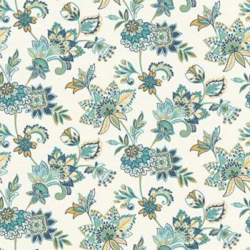 Papel Pintado Rasch Salsa 466737 - No Tejido Floral en Azul, Verde, Marrón y Blanco - 10.05 x 0.53 m
