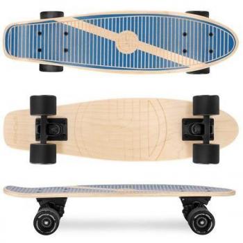 Monopatín Crucero Spokey Woo-Fish 22'' de Madera, 56 x 15 cm, Ruedas ABEC7, Color Azul Oscuro