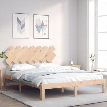 Cama sin colchón 140x190 cm en madera maciza de pino con cabecero, estructura de cama Vidaxl Marrón