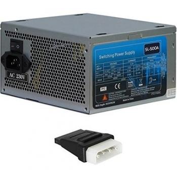 500 W fuente de alimentación ATX Super Silent ventilador de 120 mm, 19 – 25 dB PC fuente de alimentación de 4 x S-ATA Incluye Adaptador Molex a S-ATA